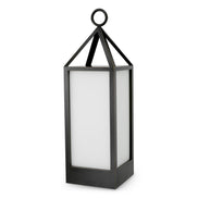Lampă de masă de exterior Riserva L, finisaj bronz cu reflexe, sticlă albă