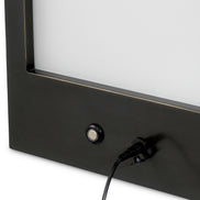 Lampă de masă de exterior Riserva L, finisaj bronz cu reflexe, sticlă albă
