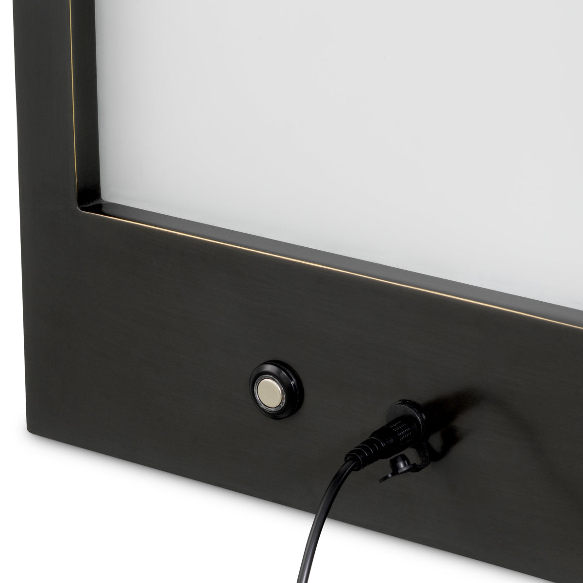 Lampă de masă de exterior Riserva L, finisaj bronz cu reflexe, sticlă albă