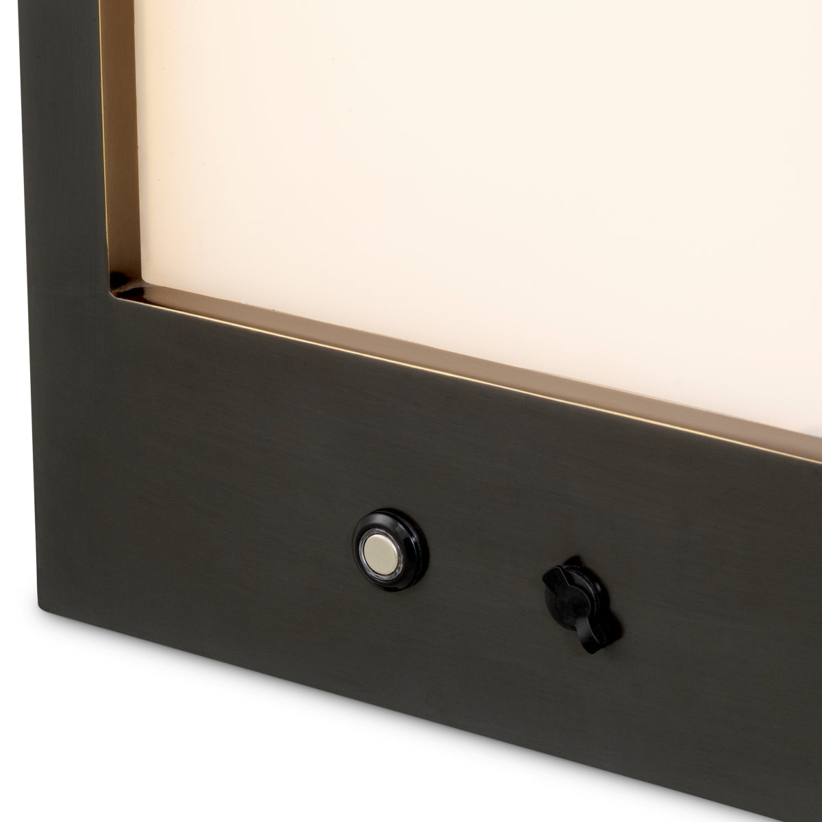Lampă de masă de exterior Riserva S, finisaj bronz cu reflexe, sticlă albă