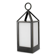Lampă de masă de exterior Riserva S, finisaj bronz cu reflexe, sticlă albă