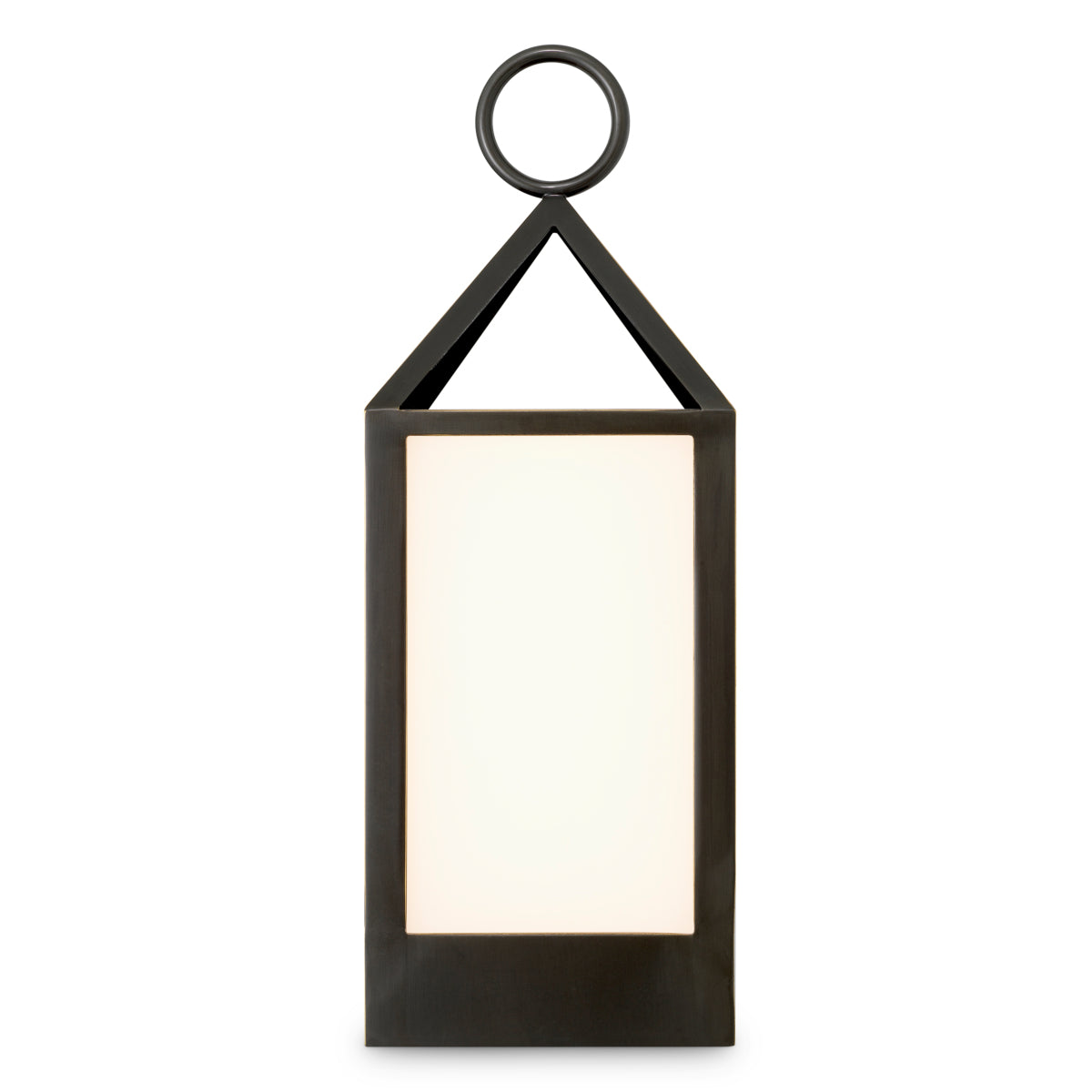 Lampă de masă de exterior Riserva S, finisaj bronz cu reflexe, sticlă albă
