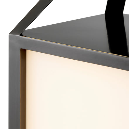 Lampă de masă de exterior Riserva S, finisaj bronz cu reflexe, sticlă albă
