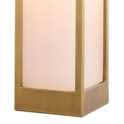 Lampă de masă de exterior Riserva XL, finisaj alamă antichizată, sticlă albă