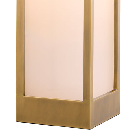 Lampă de masă de exterior Riserva XL, finisaj alamă antichizată, sticlă albă