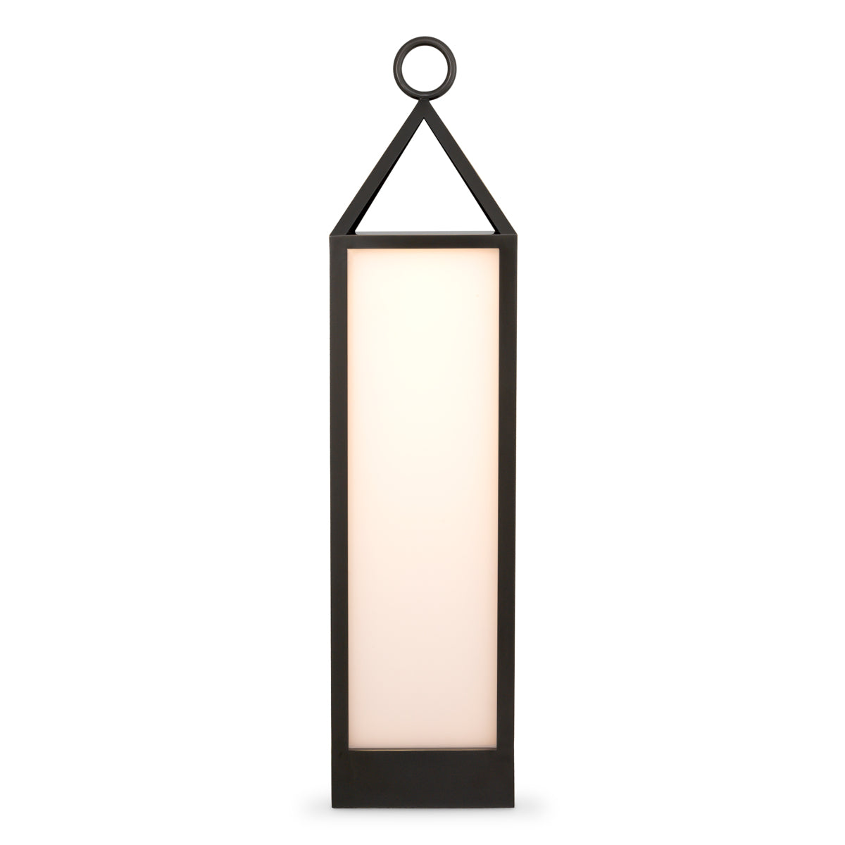 Lampă de masă de exterior Riserva XL, finisaj bronz cu reflexe, sticlă albă