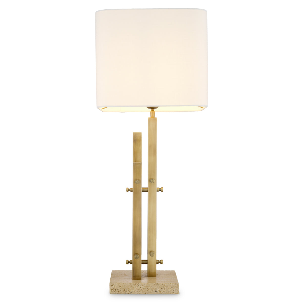 Lampă de masă Destino, finisaj alamă vintage, cu abajur