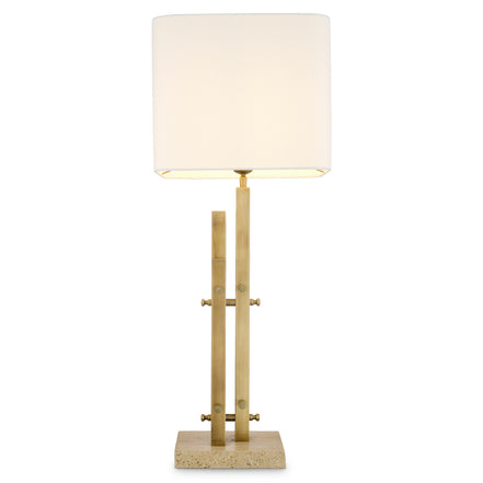Lampă de masă Destino, finisaj alamă vintage, cu abajur