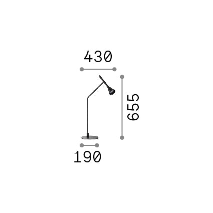 Lampă de masă Diesis TL, nichel – desen tehnic cu dimensiuni