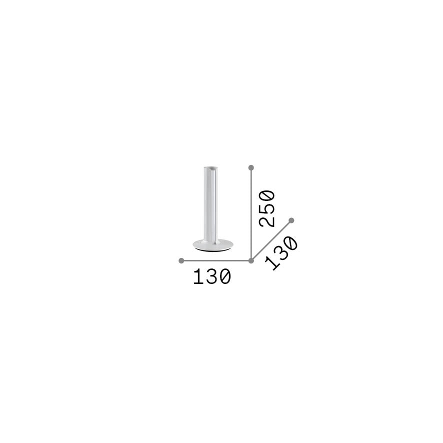 Lampă de masă Dorica TL1, alb – desen tehnic cu dimensiuni