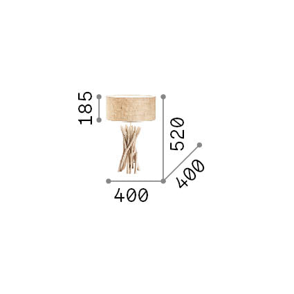 Lampă de masă Driftwood TL1 – desen tehnic cu dimensiuni