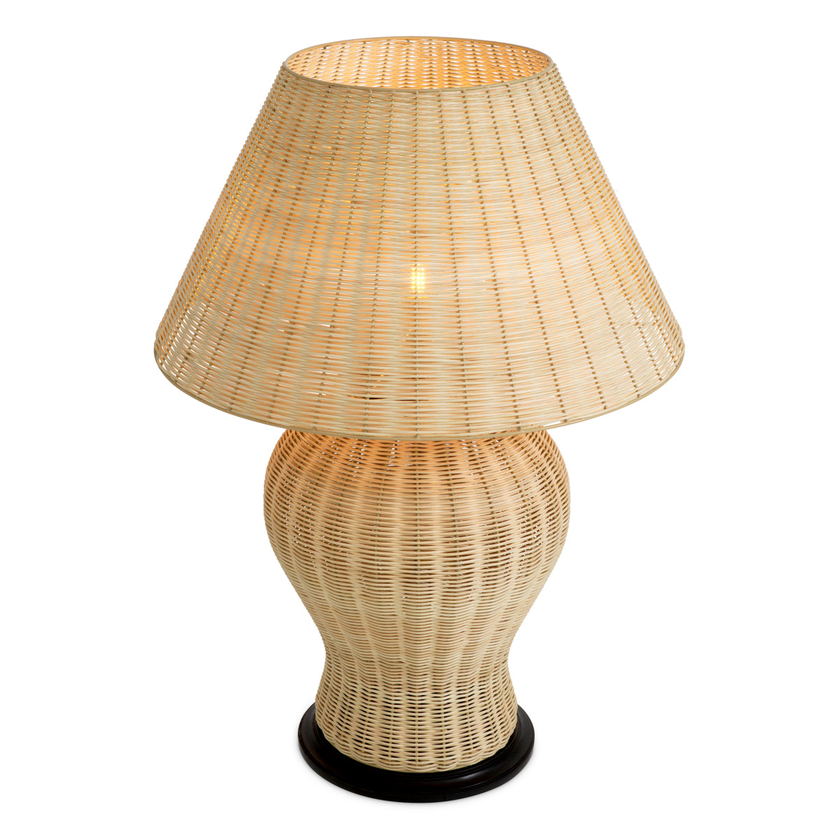 Lampă de masă Dupoint, ratan natural, cu abajur