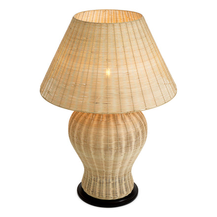 Lampă de masă Dupoint, ratan natural, cu abajur