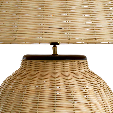 Lampă de masă Dupoint, ratan natural, cu abajur