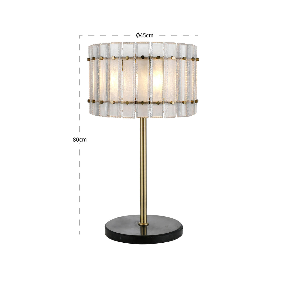 Lampă de masă Felina, bronz – desen tehnic cu dimensiuni