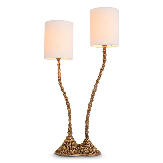 Lampă de masă Forenza, finisaj alamă vintage, cu abajururi