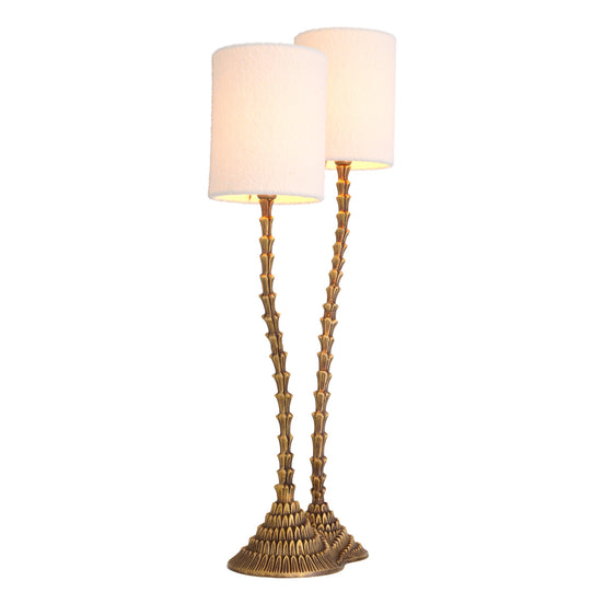Lampă de masă Forenza, finisaj alamă vintage, cu abajururi