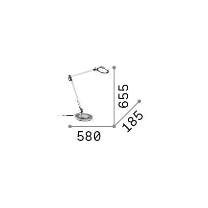 Lampă de masă Futura TL, aluminiu – desen tehnic cu dimensiuni