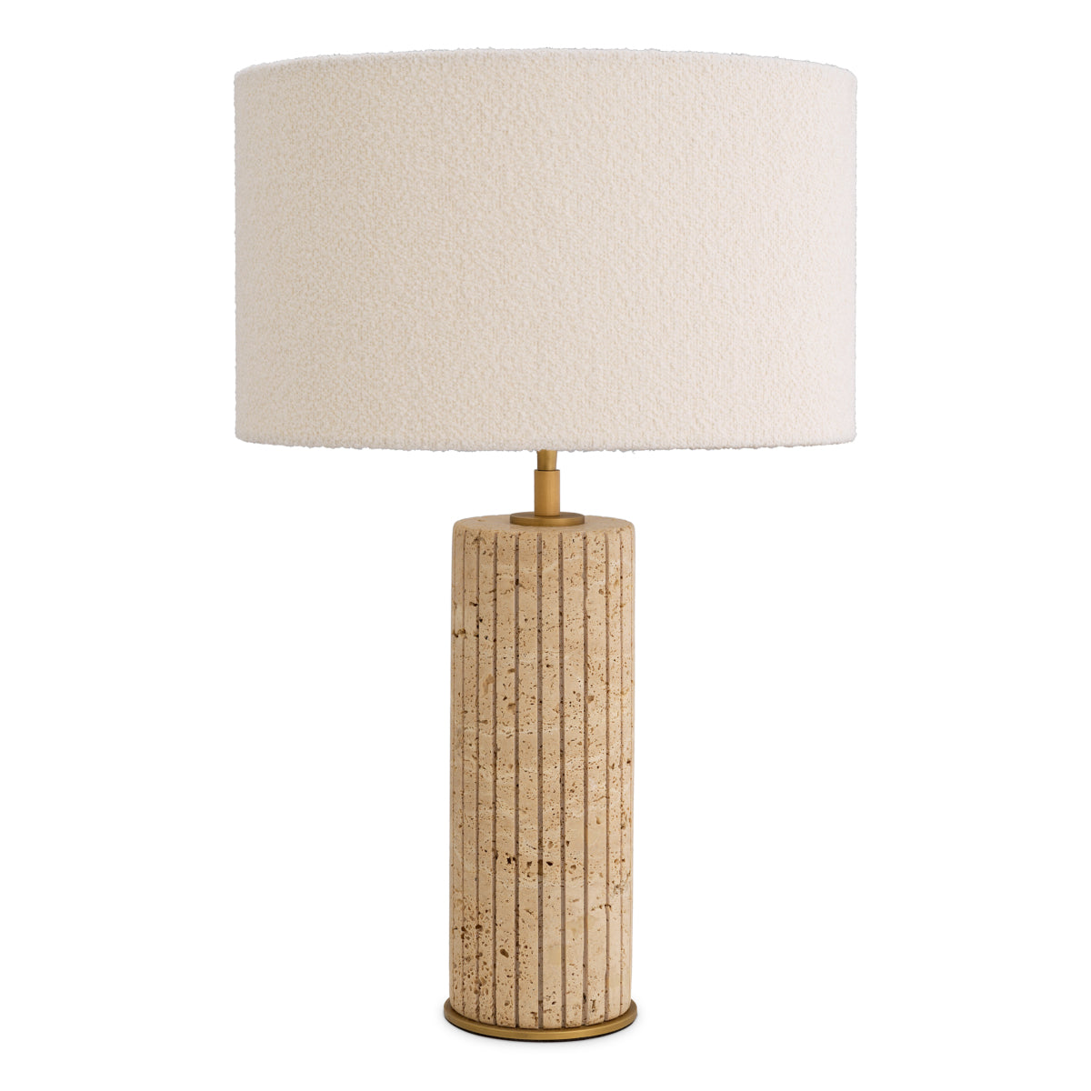 Lampă de masă Giova Round, travertin, cu abajur