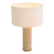 Lampă de masă Giova Round, travertin, cu abajur