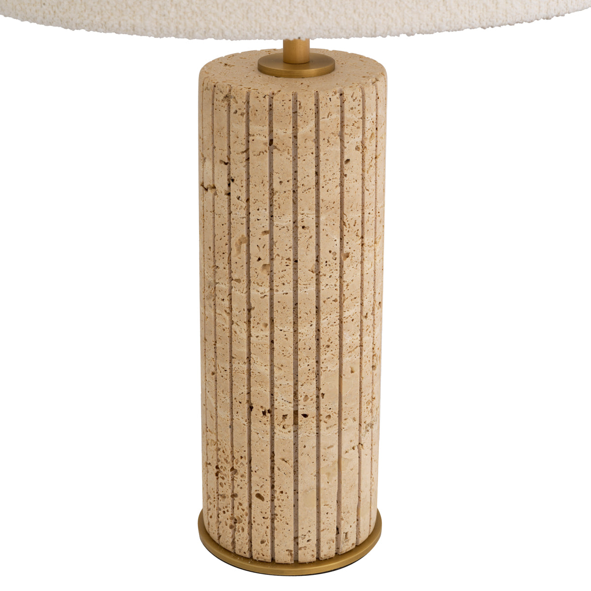 Lampă de masă Giova Round, travertin, cu abajur
