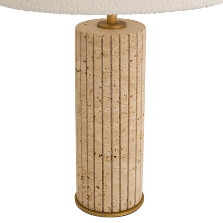 Lampă de masă Giova Round, travertin, cu abajur