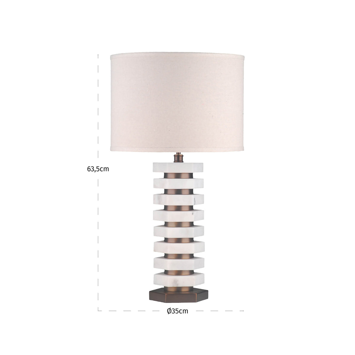 Lampă de masă Haspen, natural – desen tehnic cu dimensiuni