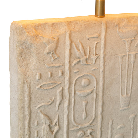Lampă de masă Hathor, finisaj gresie, cu abajur
