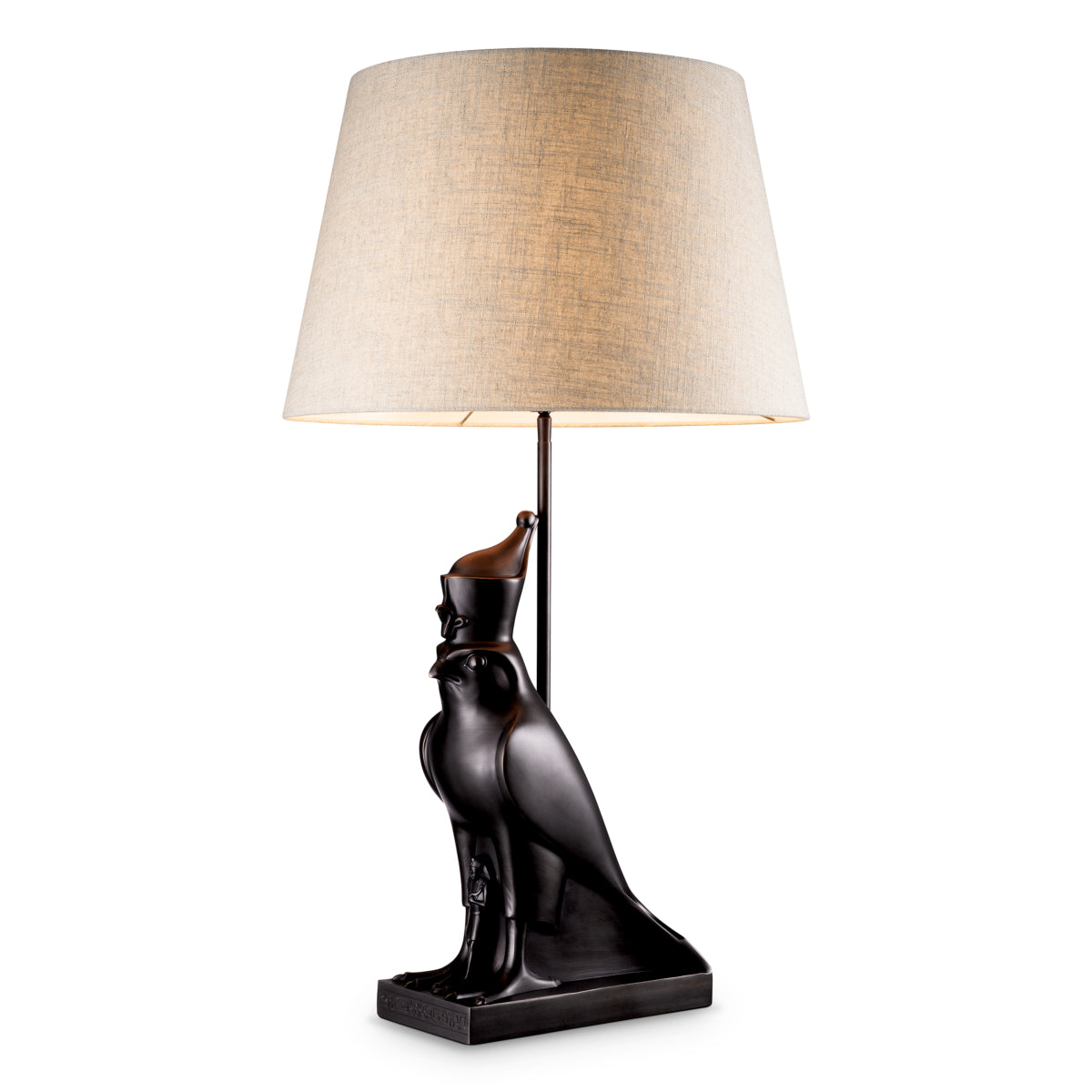 Lampă de masă Horus, finisaj bronz cu reflexe, cu abajur