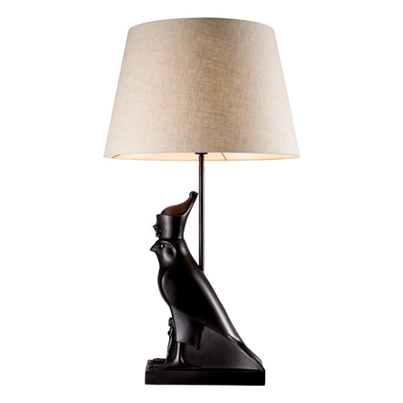 Lampă de masă Horus, finisaj bronz cu reflexe, cu abajur