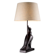 Lampă de masă Horus, finisaj bronz cu reflexe, cu abajur