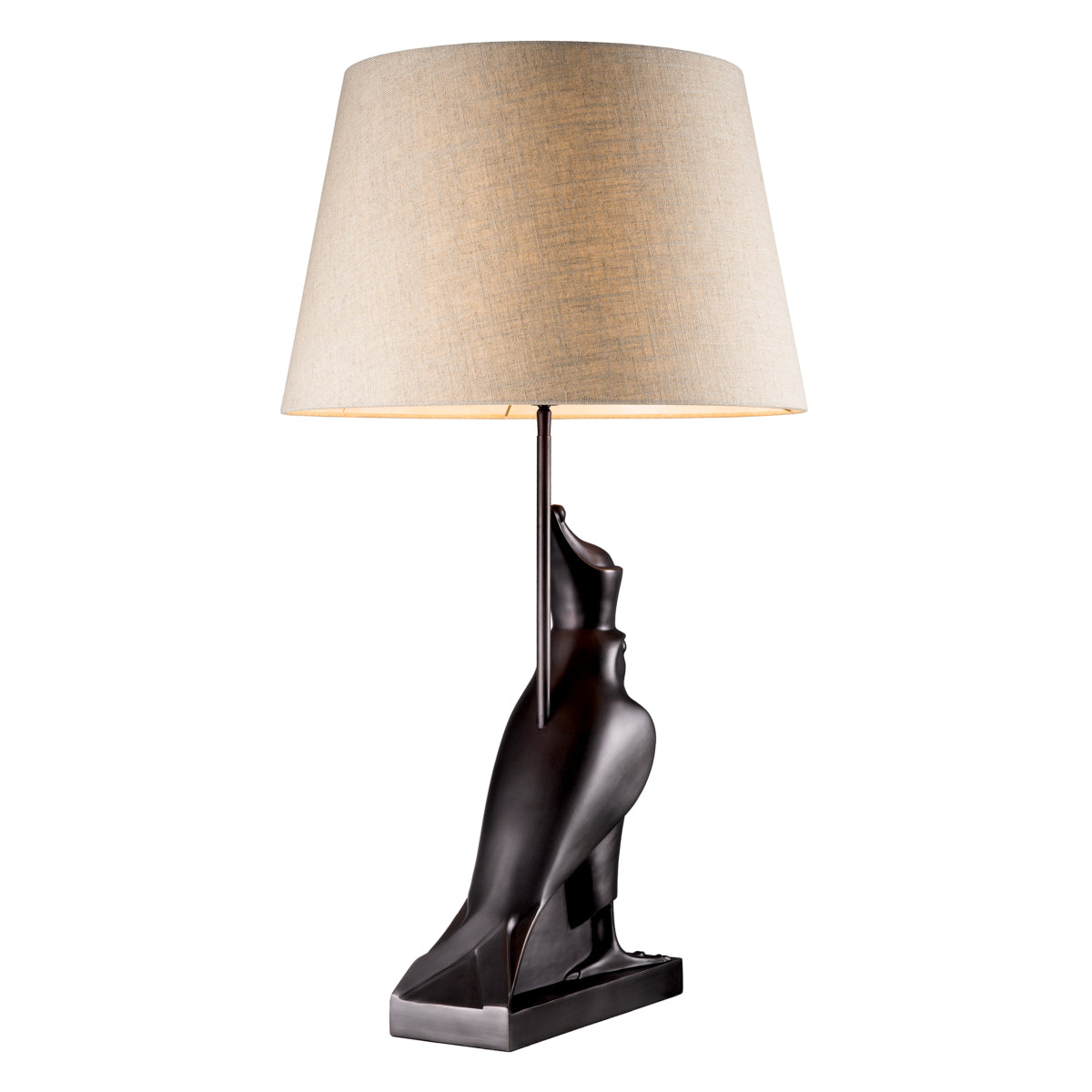 Lampă de masă Horus, finisaj bronz cu reflexe, cu abajur