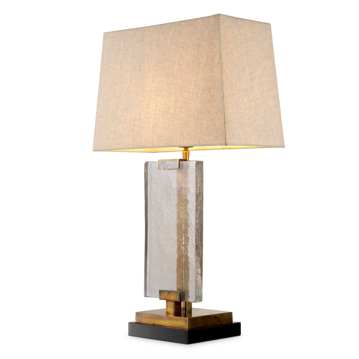 Lampă de masă James, finisaj alamă vintage, cu abajur