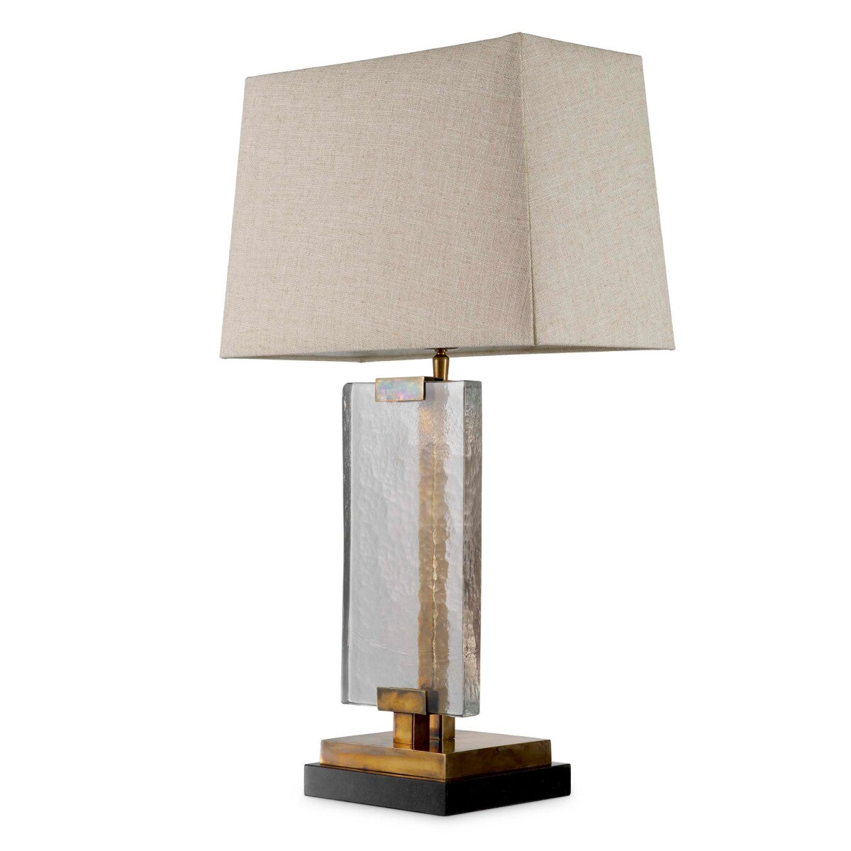 Lampă de masă James, finisaj alamă vintage, cu abajur