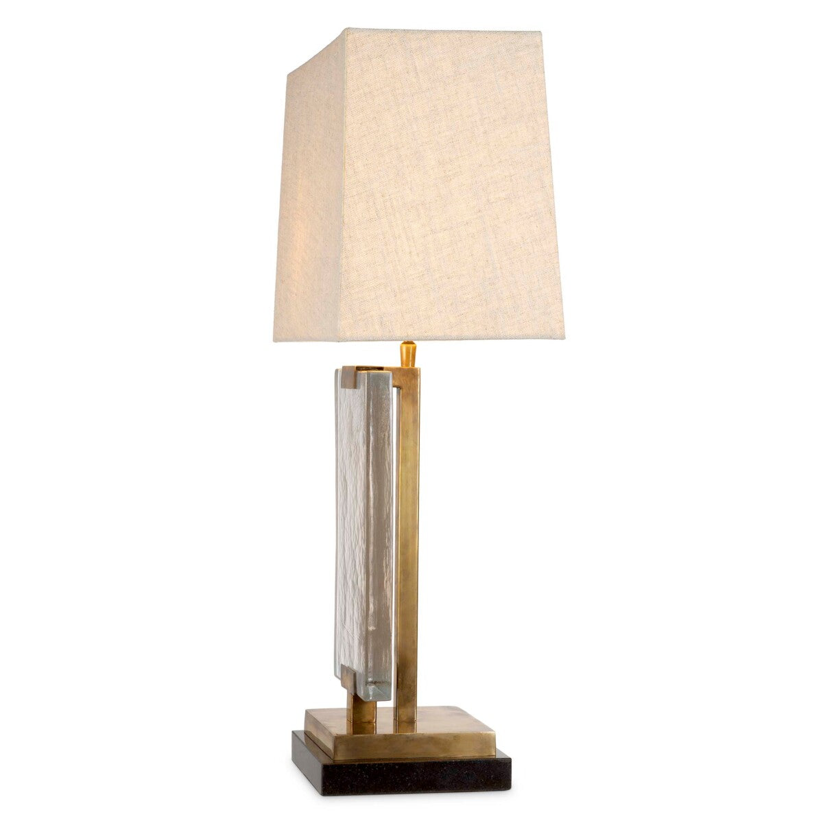 Lampă de masă James, finisaj alamă vintage, cu abajur