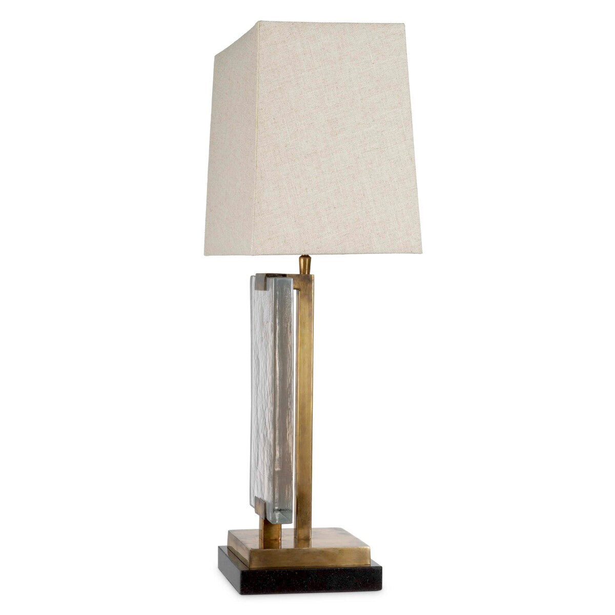 Lampă de masă James, finisaj alamă vintage, cu abajur