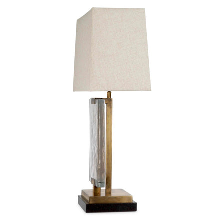 Lampă de masă James, finisaj alamă vintage, cu abajur