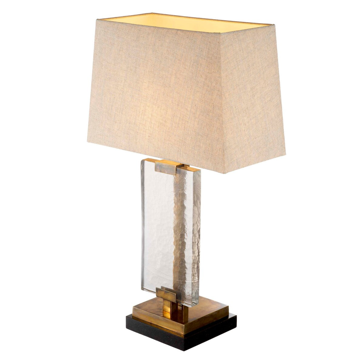 Lampă de masă James, finisaj alamă vintage, cu abajur