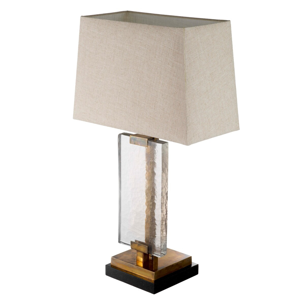 Lampă de masă James, finisaj alamă vintage, cu abajur