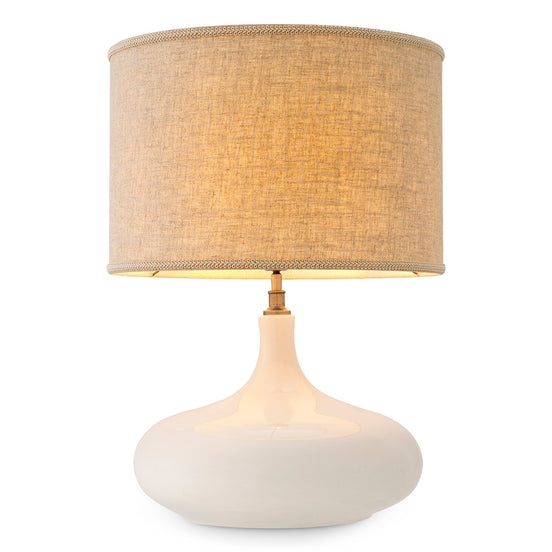 Lampă de masă Jones, ceramică albă craclată, cu abajur