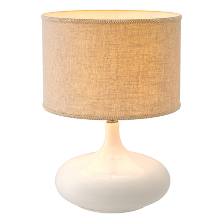 Lampă de masă Jones, ceramică albă craclată, cu abajur