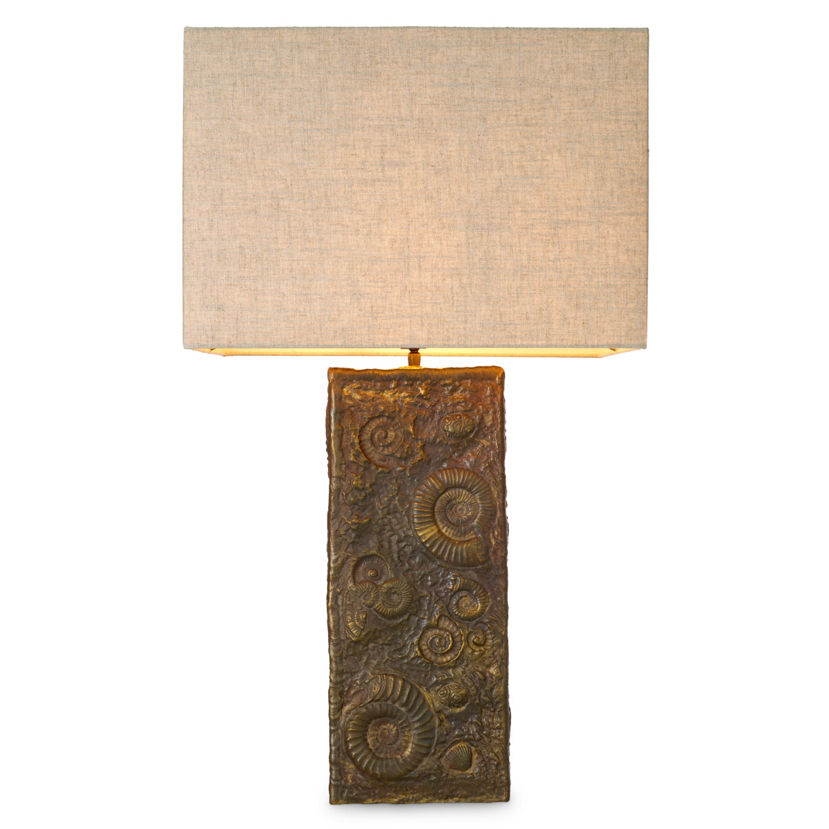 Lampă de masă Kamari, finisaj alamă vintage, cu abajur
