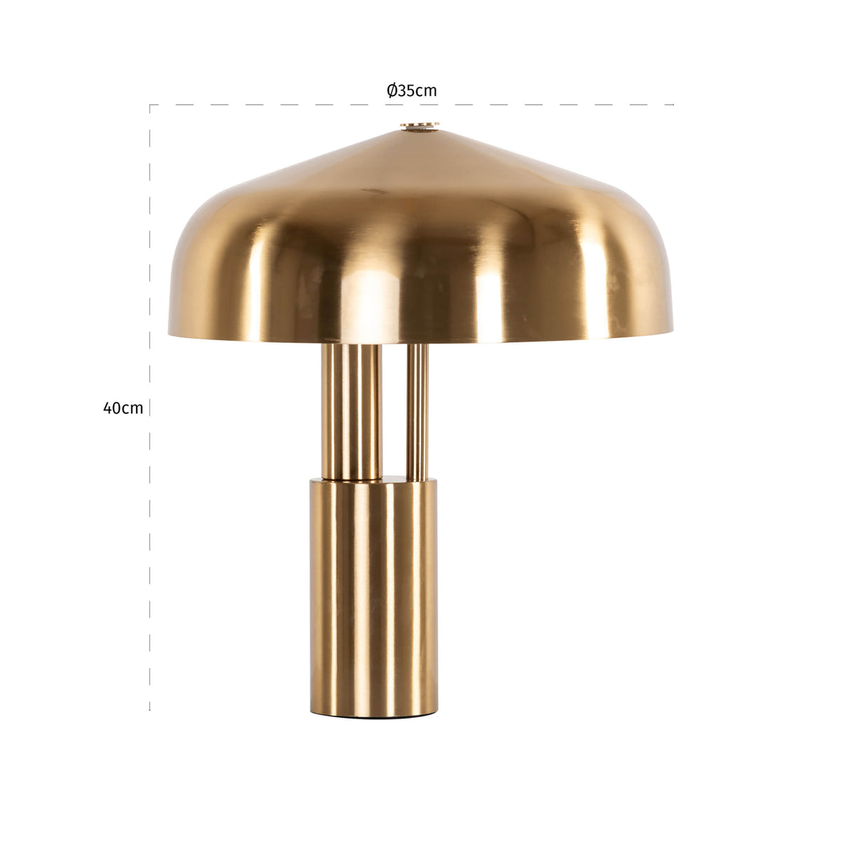 Lampă de masă Linzy, auriu periat – desen tehnic cu dimensiuni