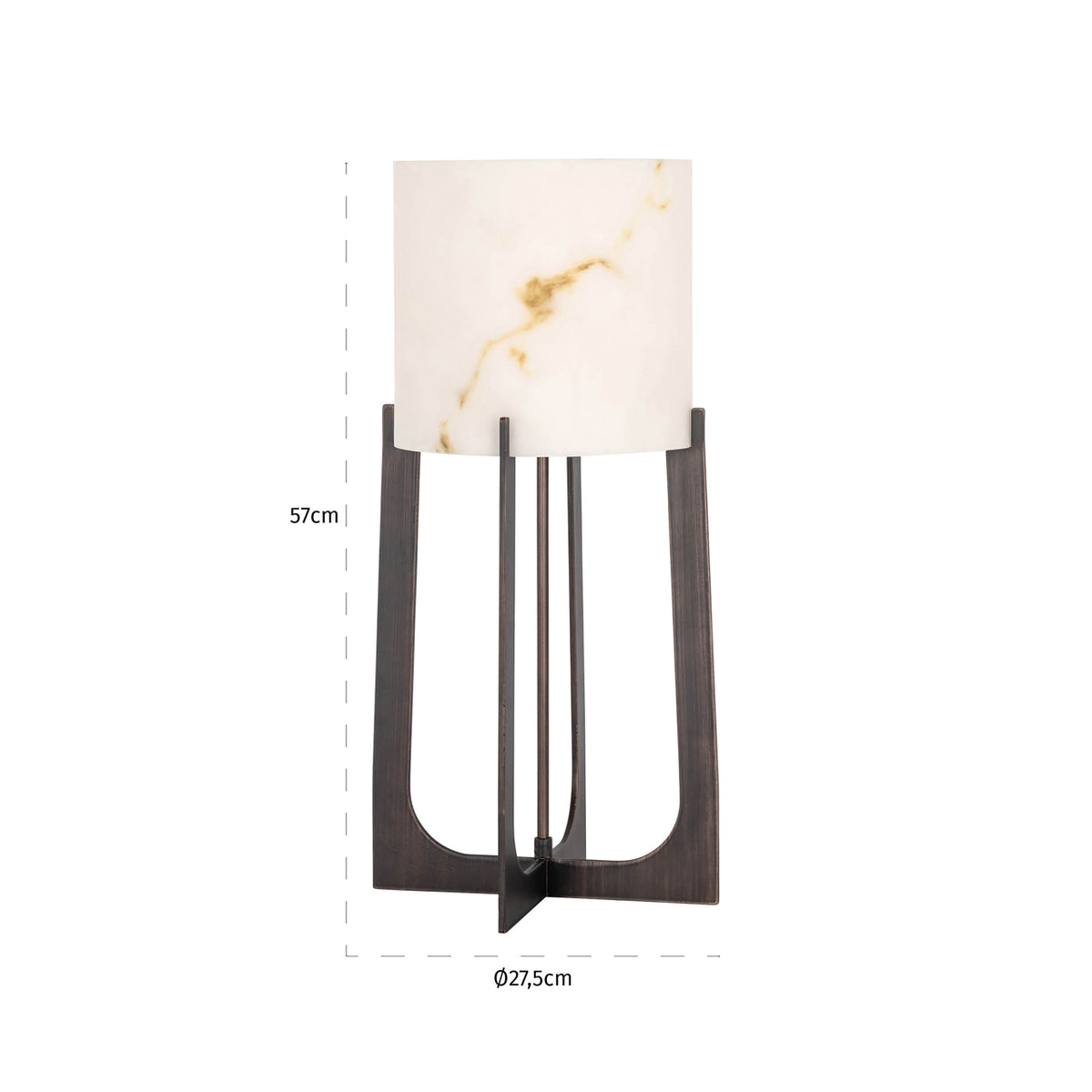Lampă de masă Loura, bronz, mică – desen tehnic cu dimensiuni