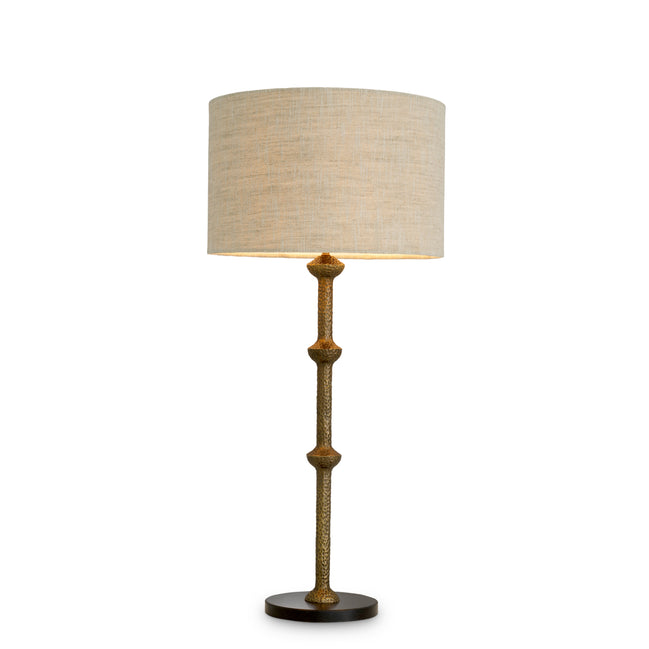 Lampă de masă Lucente, finisaj alamă vintage, cu abajur