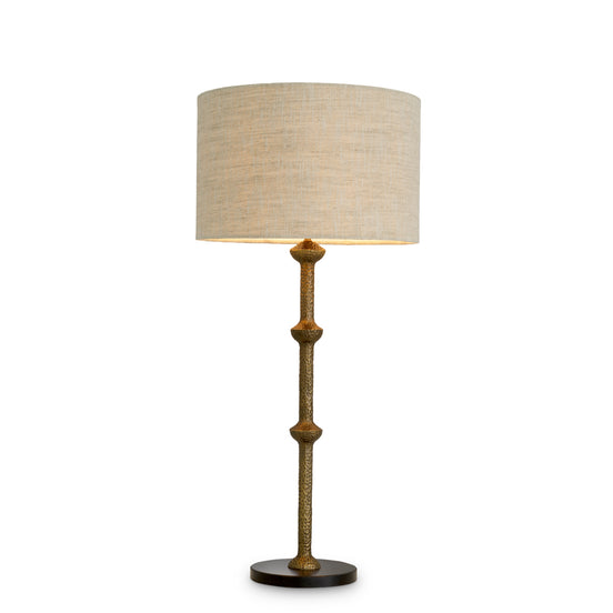 Lampă de masă Lucente, finisaj alamă vintage, cu abajur