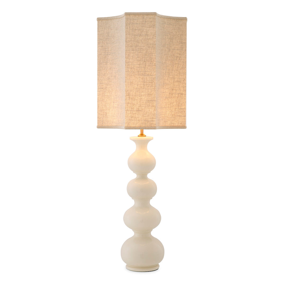 Lampă de masă Mabel, ceramică albă crăpată, cu abajur
