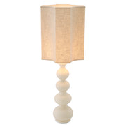 Lampă de masă Mabel, ceramică albă crăpată, cu abajur