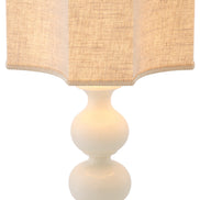Lampă de masă Mabel, ceramică albă crăpată, cu abajur