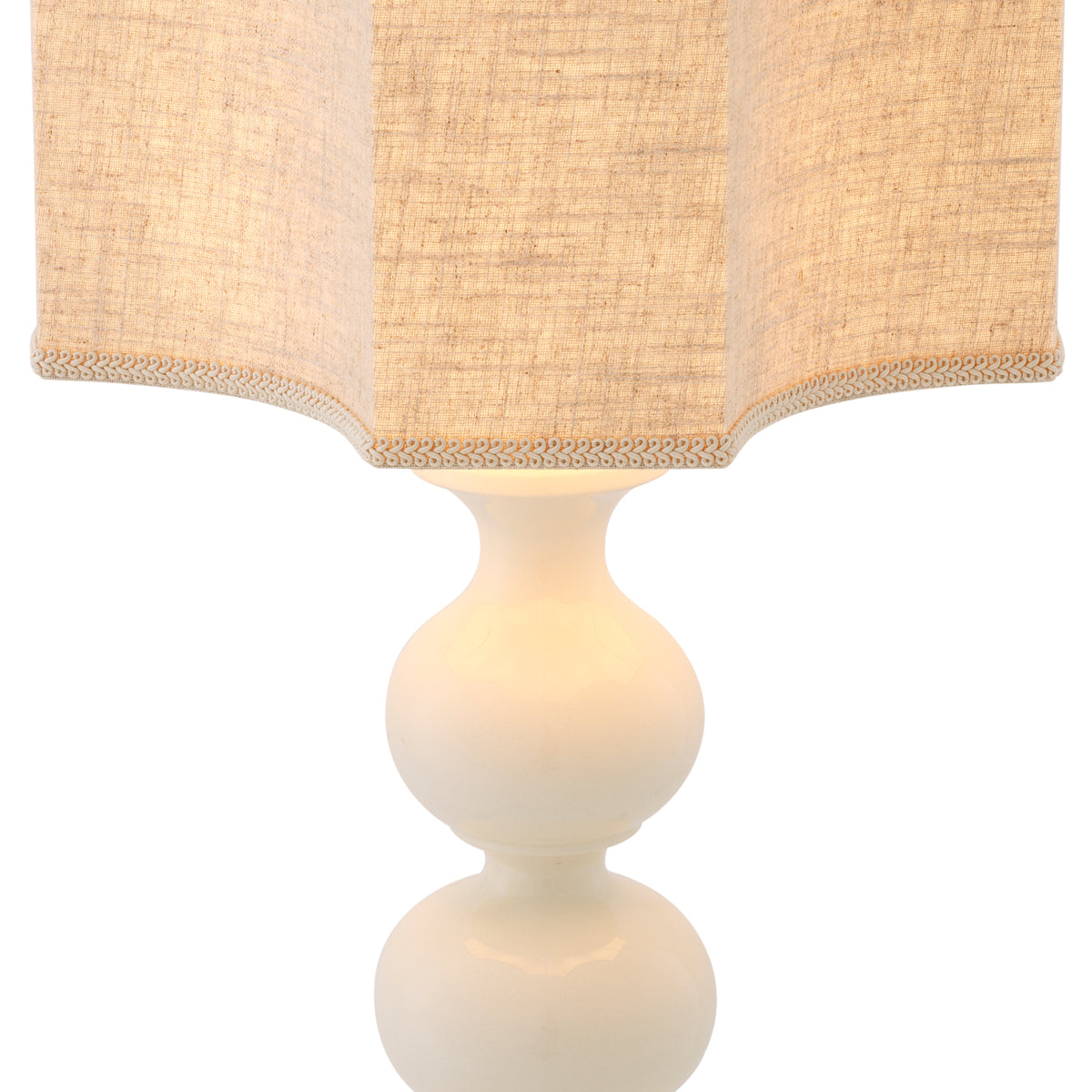 Lampă de masă Mabel, ceramică albă crăpată, cu abajur